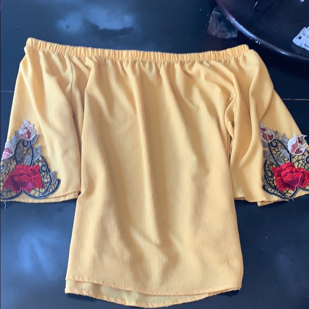 Yellow Off-the-Shoulder Blouse